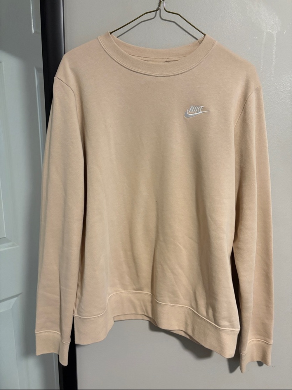 Nike Neutral Beige Crewneck Sweatshirt with White Swoosh